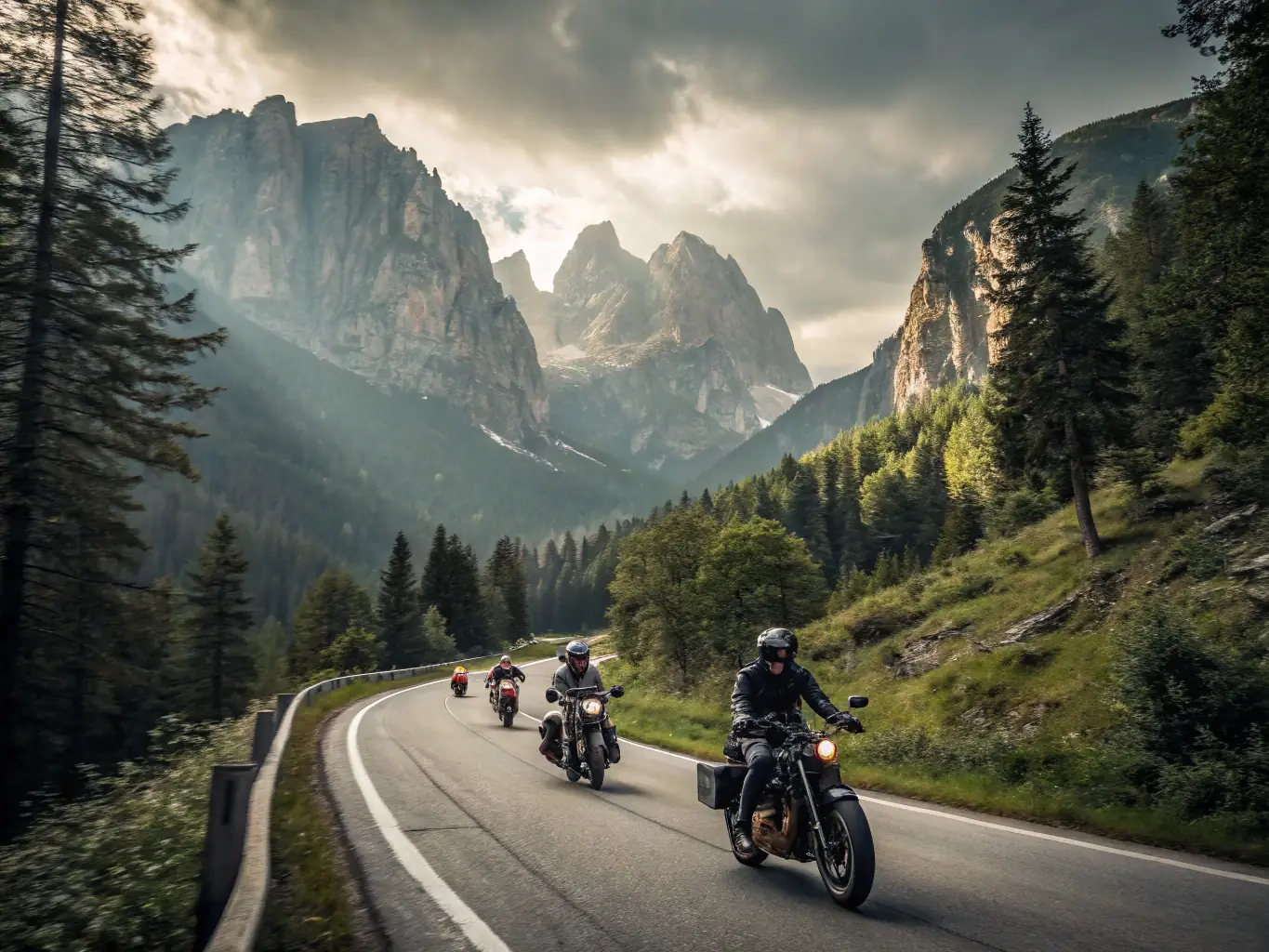 A vibrant image of a community riding event, showcasing motorcyclists enjoying a scenic route together in a safe and organized manner.